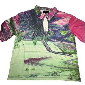 Who Decides War Mens Coastline Polo XXL Polyester Tropical Streetwear Mesh Shirt
